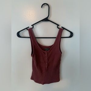 Maroon ribbed crop
